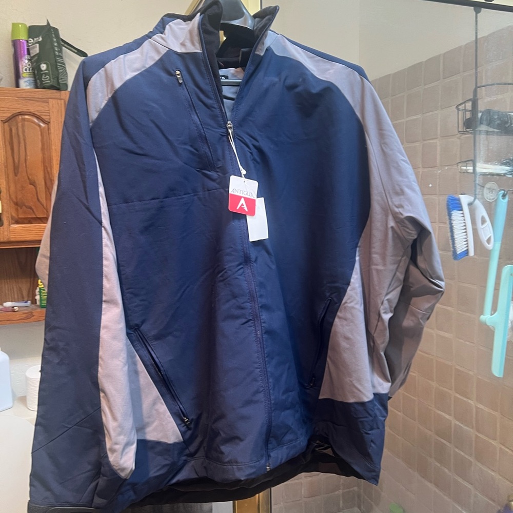 Antigua Men's Navy and Light Gray Windbreaker